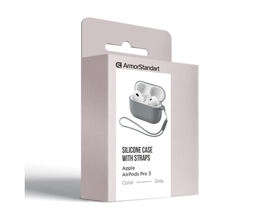 Чехол для наушников Armorstandart Silicone Case для Apple Airpods Pro 3 Grey (ARM88295), изображение 2