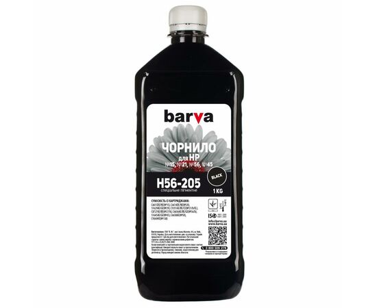 Чорнило Barva HP 56/27/21 1кг BLACK pigmented (H56-205)