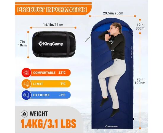 Спальный мешок KingCamp Huron 250 Navy (KS2421_NAVY_L), изображение 7