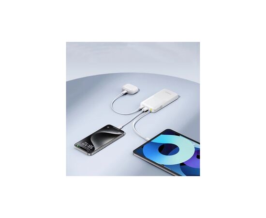 Батарея универсальная Baseus Bipow 2 Digital Display 10000mAh 20W with Built-in USB-C Cable White (P10077101213-00), изображение 7