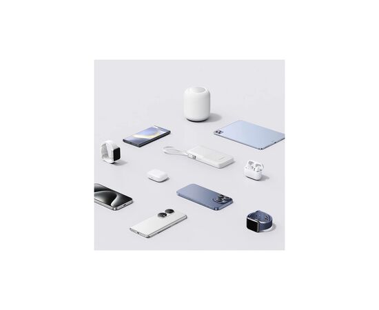 Батарея универсальная Baseus Bipow 2 Digital Display 10000mAh 20W with Built-in USB-C Cable White (P10077101213-00), изображение 8