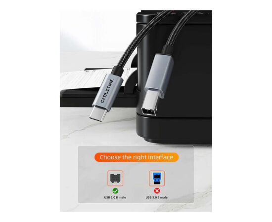 Кабель для принтера USB-C 2.0 to BM 2.0m Cabletime (CA915774), зображення 6