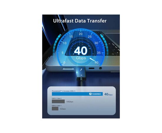 Дата кабель USB-C to USB-C 0.5m Thunderbolt 3 100W (20V/5A) 5K60Hz Cabletime (CA915392), изображение 3