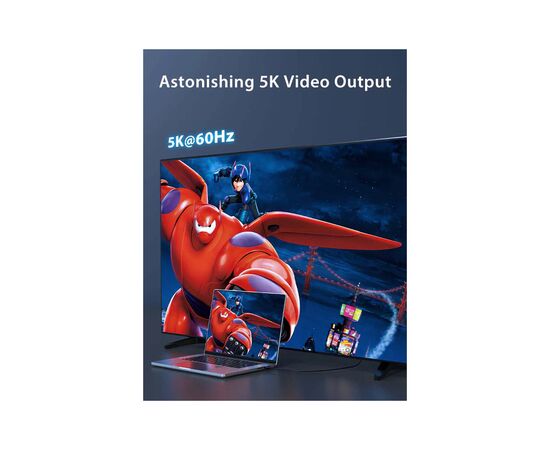 Дата кабель USB-C to USB-C 0.5m Thunderbolt 3 100W (20V/5A) 5K60Hz Cabletime (CA915392), изображение 4