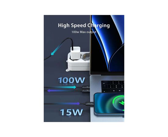 Дата кабель USB-C to USB-C 0.5m Thunderbolt 3 100W (20V/5A) 5K60Hz Cabletime (CA915392), изображение 5