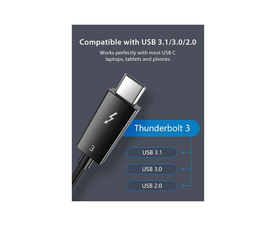 Дата кабель USB-C to USB-C 0.5m Thunderbolt 3 100W (20V/5A) 5K60Hz Cabletime (CA915392), изображение 7
