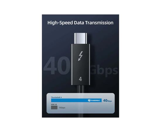Дата кабель USB-C to USB-C 1.0m Thunderbolt 4 100W (20V/5A) 8K60Hz Cabletime (CA915422), изображение 4