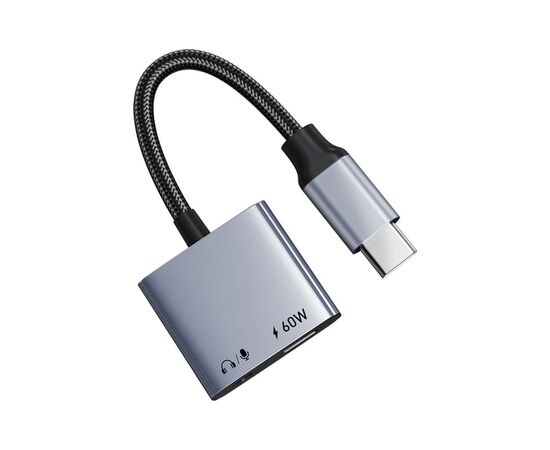 Переходник USB-C M to 3.5mm F + USB-C F PD60W Cabletime (CA915750), изображение 3