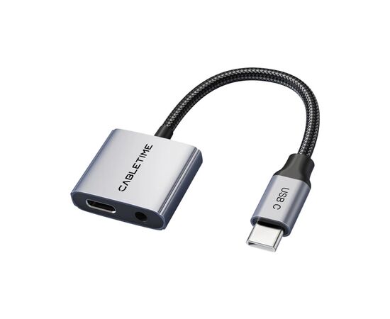 Переходник USB-C M to 3.5mm F + USB-C F PD60W Cabletime (CA915750)