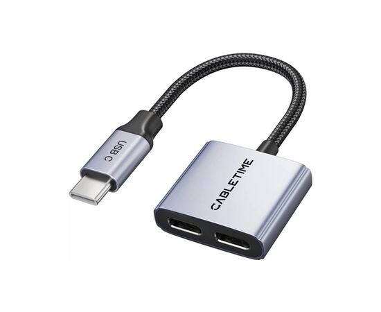 Переходник USB-C M to USB-C F Audio + USB-C F PD60W Cabletime (CA915781)