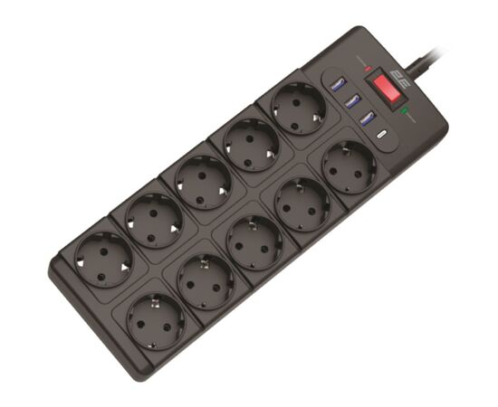 Мережевий фільтр живлення 2E 2E-SP10M3USBBK 10m (2E-SP10M3USBBK)