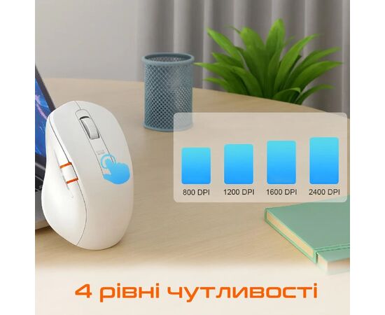 Мишка Meetion BTM032 Wireless/Bluetooth/USB White (MT-BTM032-B), зображення 4