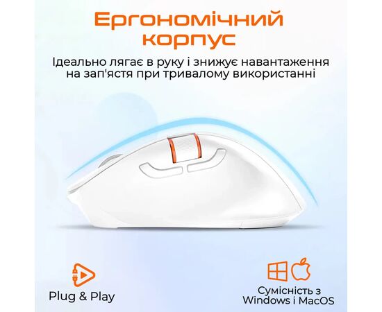Мишка Meetion BTM032 Wireless/Bluetooth/USB White (MT-BTM032-B), зображення 6