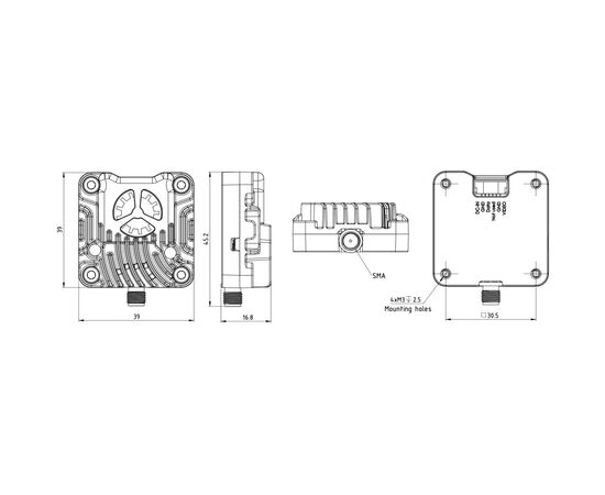 Видеопередатчик (VTX) DEC1 D1 2.5W 5.8GHz L,X,S Band 64CH SMA (000008788), изображение 8