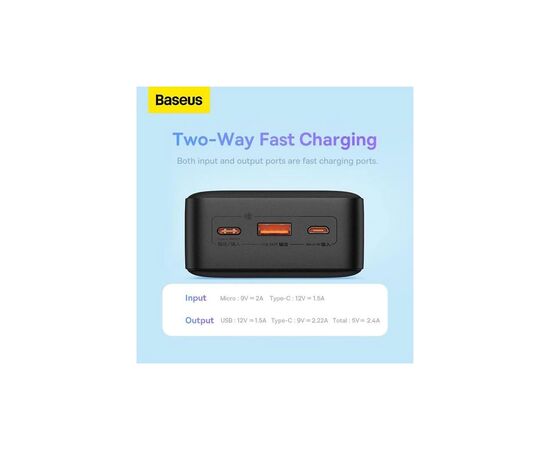 Батарея універсальна Baseus Airpow 30000mAh 20W PD/3.0, QC/3.0, black (PPQD090101), зображення 3