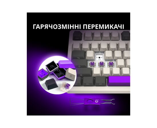 Клавіатура Lorgar KBP70TKLW Wireless TKL Mechanical Pro UA White (LRG-KBP70TKLW-WH-US), зображення 5
