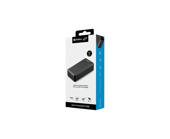 Батарея універсальна Sandberg 27000mAh Saver PD/20W, QC/3.0/22,5W, power-through (320-43), зображення 4