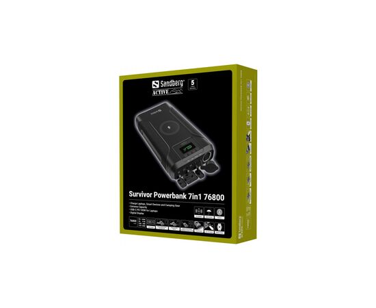 Батарея універсальна Sandberg 76800mAh Survivor 7in1 DC/91W, PD/100W, Cigar Lighter/120W, QI-15W, power-through (421-15), зображення 6