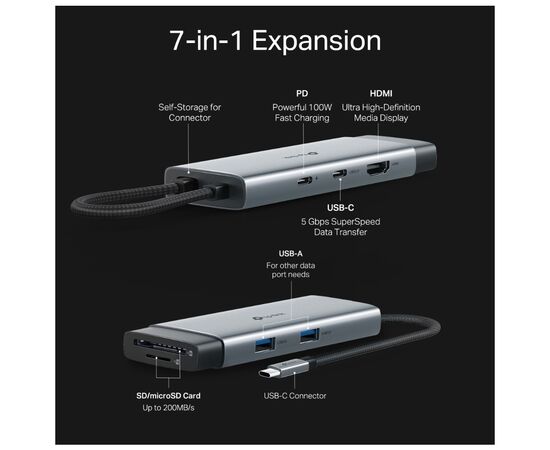 Порт-репликатор TP-Link USB Type-C 7-в-1 (UH7020C), изображение 5
