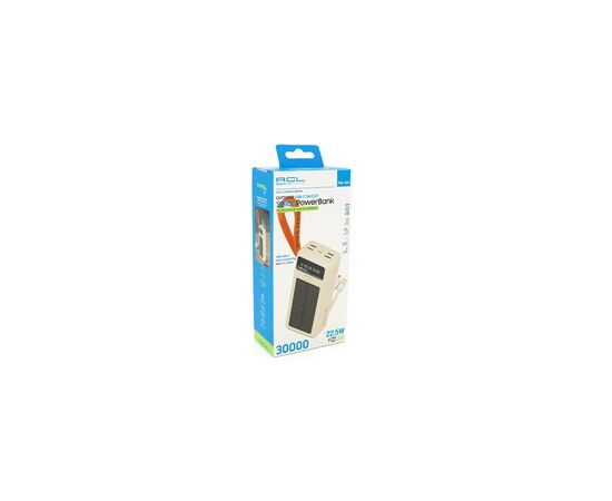 Батарея универсальная ACL 30000mAh, Solar, 22.5W, cables Type-C + Lighting, White (ACL PW-141W)