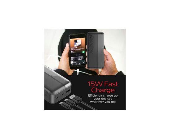 Батарея универсальная Energizer 30000mAh 15W 3A, USB-А, 2хUSB-C Black (UE30050CC), изображение 8