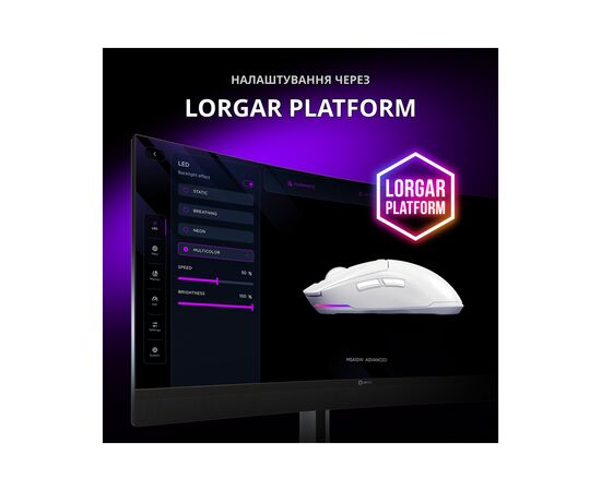 Мышка Lorgar MSA10W Wireless Gaming White (LRG-MSA10W-WH), изображение 4