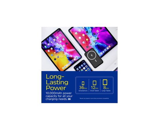 Батарея універсальна Energizer Magnetic Wireless 10000mAh 22.5W PD USB-A, USB-C In/Out, Black (QM10002PQ), зображення 7