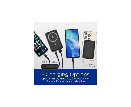 Батарея універсальна Energizer Magnetic Wireless 10000mAh 22.5W PD USB-A, USB-C In/Out, Black (QM10002PQ), зображення 8