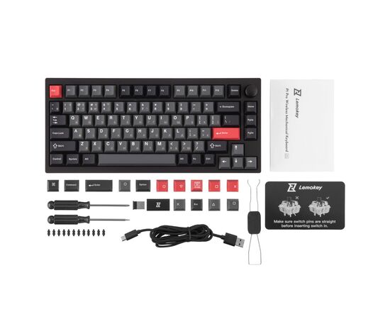 Клавіатура Lemokey P1 Pro Super Banana RGB Wireless/Bluetooth/USB Carbon Black (P1P-M4-UA), зображення 2