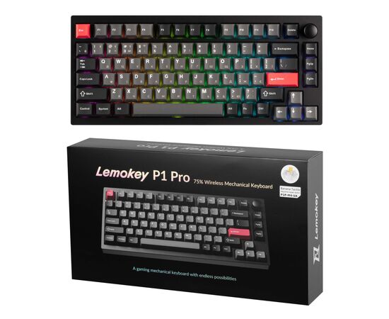 Клавіатура Lemokey P1 Pro Super Banana RGB Wireless/Bluetooth/USB Carbon Black (P1P-M4-UA), зображення 9