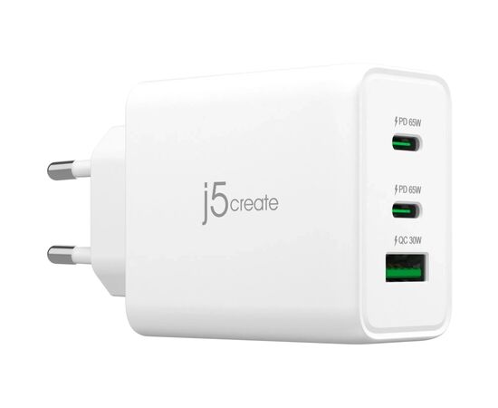 Зарядний пристрій J5create 1xUSB + 2xUSB-C 65W GaN QC3.0/PD/PPS (JUP3365E-EN)