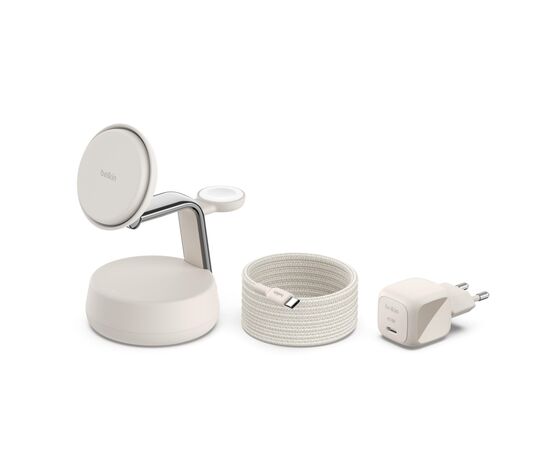 Зарядное устройство Belkin UltraCharge Pro Wireless 3-in-1 25W sand (WIZ040KQSD), изображение 2
