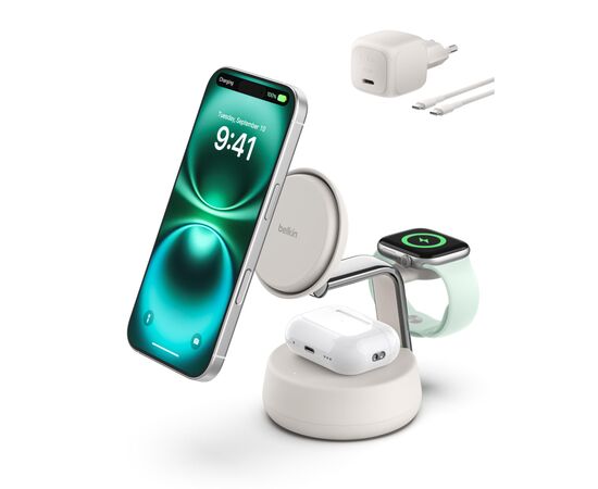 Зарядное устройство Belkin UltraCharge Pro Wireless 3-in-1 25W sand (WIZ040KQSD)