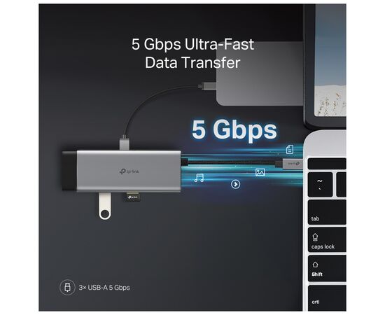 Концентратор TP-Link USB-C 7-in-1 3xUSB + HDMI + SD/TF + USB-C PD100W (UH7021C), изображение 10
