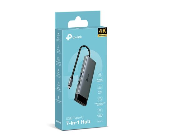 Концентратор TP-Link USB-C 7-in-1 3xUSB + HDMI + SD/TF + USB-C PD100W (UH7021C), изображение 4
