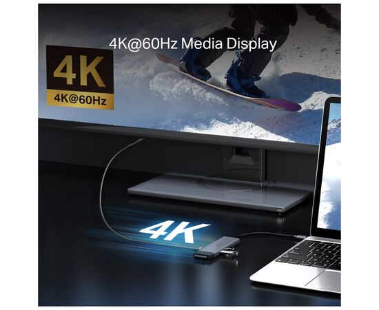 Концентратор TP-Link USB-C 7-in-1 3xUSB + HDMI + SD/TF + USB-C PD100W (UH7021C), изображение 7