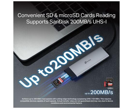 Концентратор TP-Link USB-C 7-in-1 3xUSB + HDMI + SD/TF + USB-C PD100W (UH7021C), изображение 8