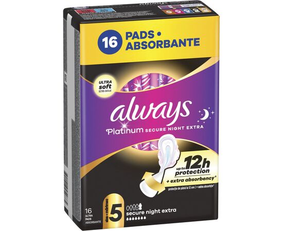 Гігієнічні прокладки Always Platinum Secure Night Extra Розмір 5 16 шт. (8700216452885), зображення 2