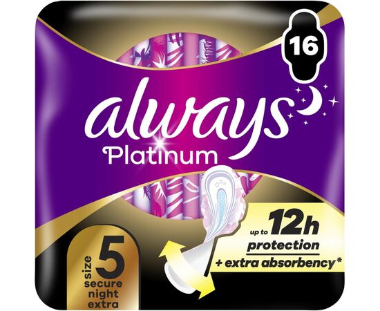 Гігієнічні прокладки Always Platinum Secure Night Extra Розмір 5 16 шт. (8700216452885)