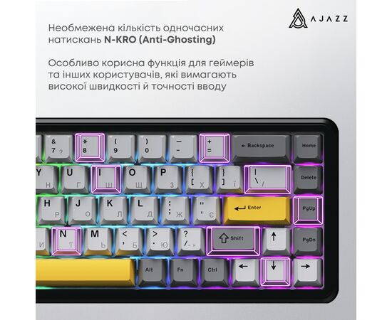 Клавиатура Ajazz AK680 MAX Magnetic Switch RGB USB Black (AK680-M-BGY-AW), изображение 6