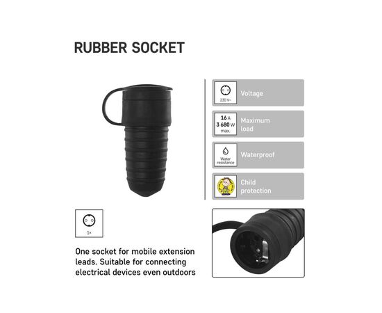 Колодка для удлинителя EMOS IP44 чорна шуко (P0049), изображение 6