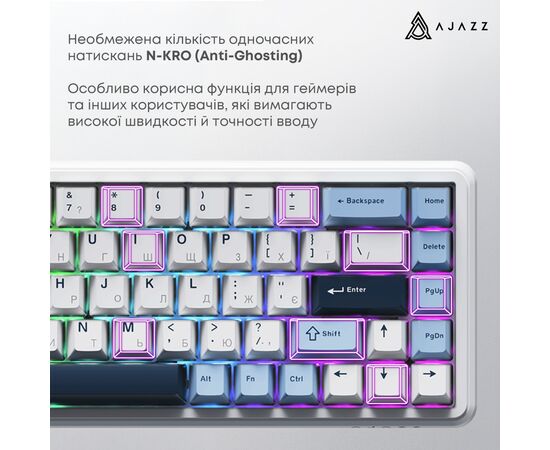 Клавиатура Ajazz AK680 MAX Magnetic Switch RGB USB White (AK680-M-BWD-AW), изображение 6