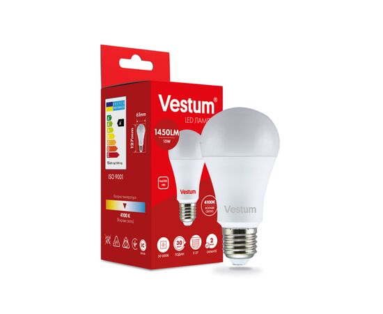 Лампочка Vestum A65 15W 4100K 220V E27 (1-VS-1101)