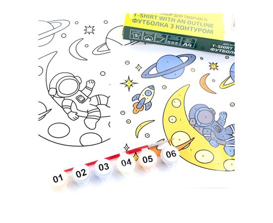 Набор для творчества Rosa футболка-розмальовка, Space Adventures, бавовна 100, розмір S (4823098543817), изображение 3