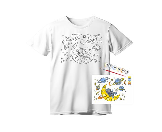 Набор для творчества Rosa футболка-розмальовка, Space Adventures, бавовна 100, розмір S (4823098543817)