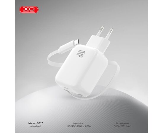 Зарядний пристрій XO 1xUSB-C PD30W GaN + cable USB-C to USB-C (XO-QC17), зображення 5