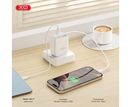 Зарядний пристрій XO 1xUSB-C PD30W GaN + cable USB-C to USB-C (XO-QC17), зображення 6