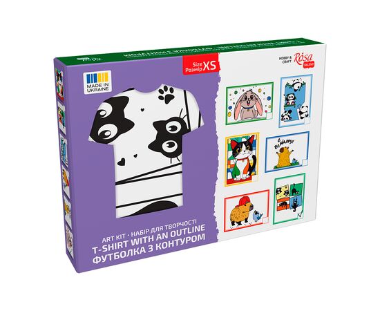 Набор для творчества Rosa футболка-розмальовка, Black Cats, бавовна 100, розмір XS (4823098544852), изображение 2