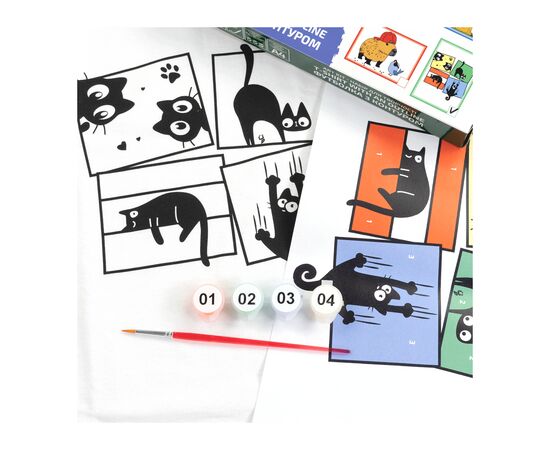 Набор для творчества Rosa футболка-розмальовка, Black Cats, бавовна 100, розмір XS (4823098544852), изображение 3