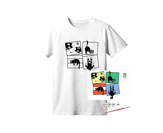 Набор для творчества Rosa футболка-розмальовка, Black Cats, бавовна 100, розмір XS (4823098544852)